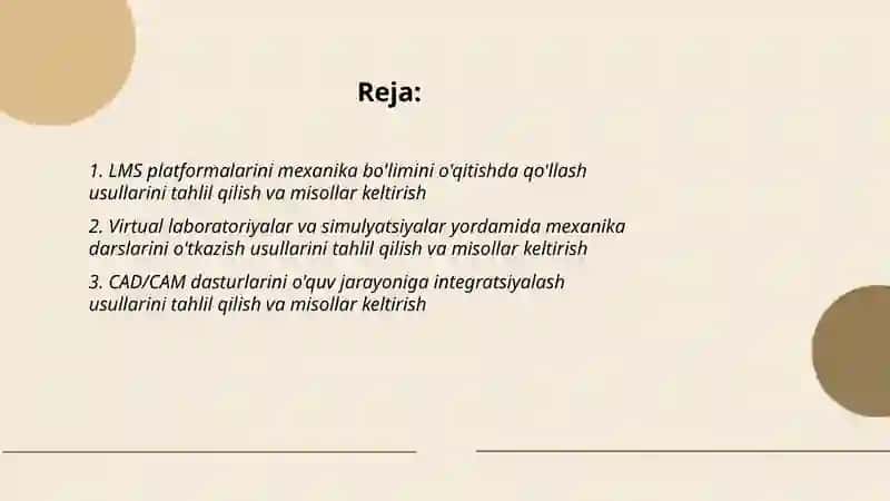 LMS platformalarini mexanika bo'limini o'qitishda qo'llash usullari 2