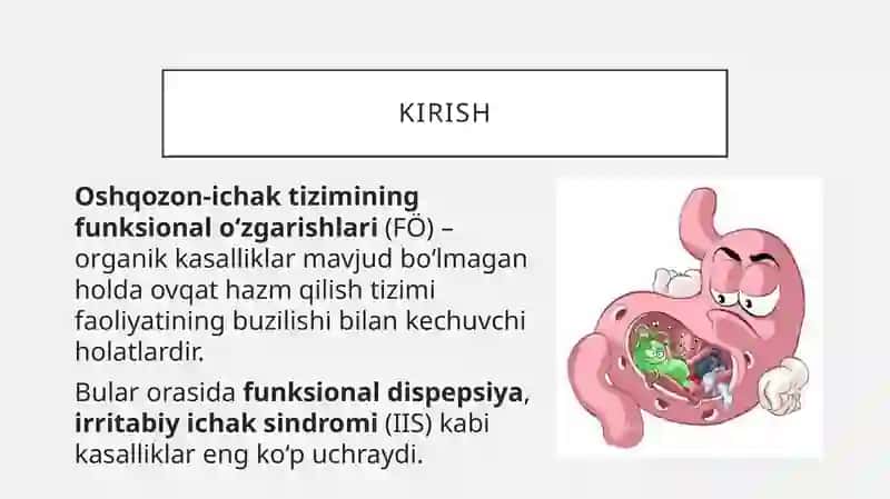 Oshqozon ichak tizimining funksional oʻzgarishlari 2