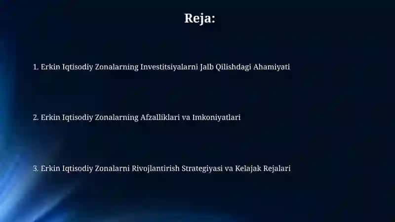 Erkin Iqtisodiy Zonalar 2