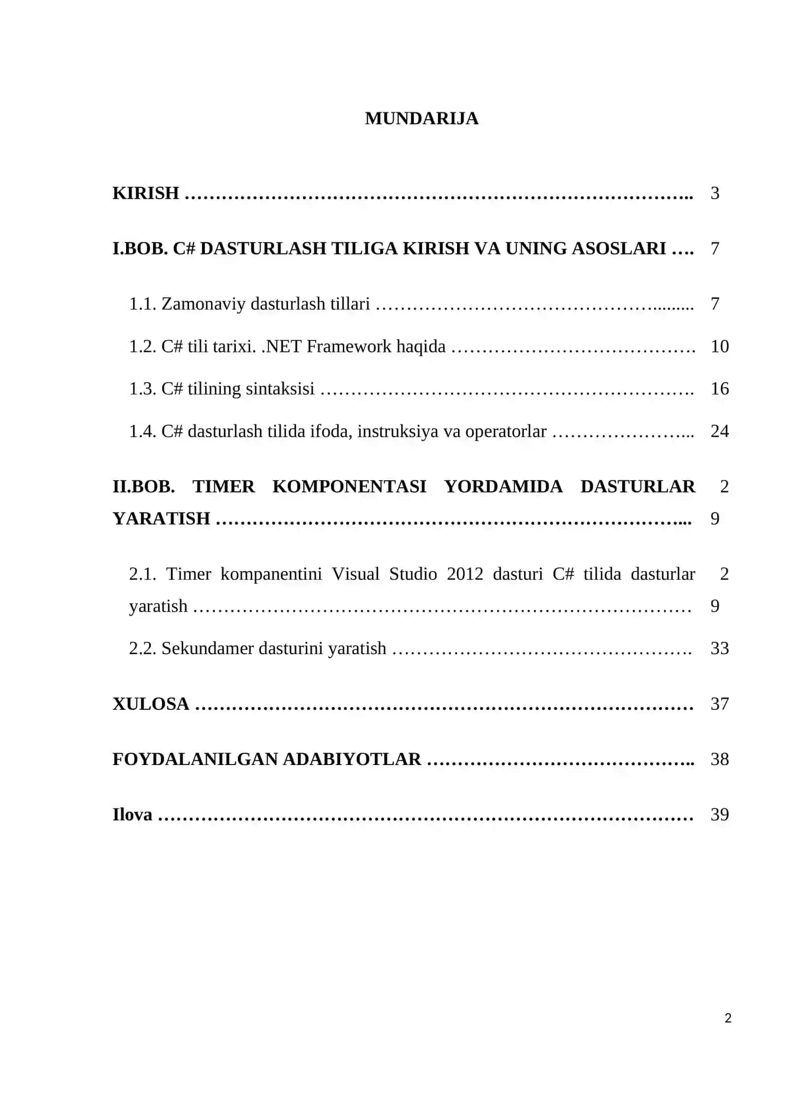 Dasturlash asoslari kurs ishi 2
