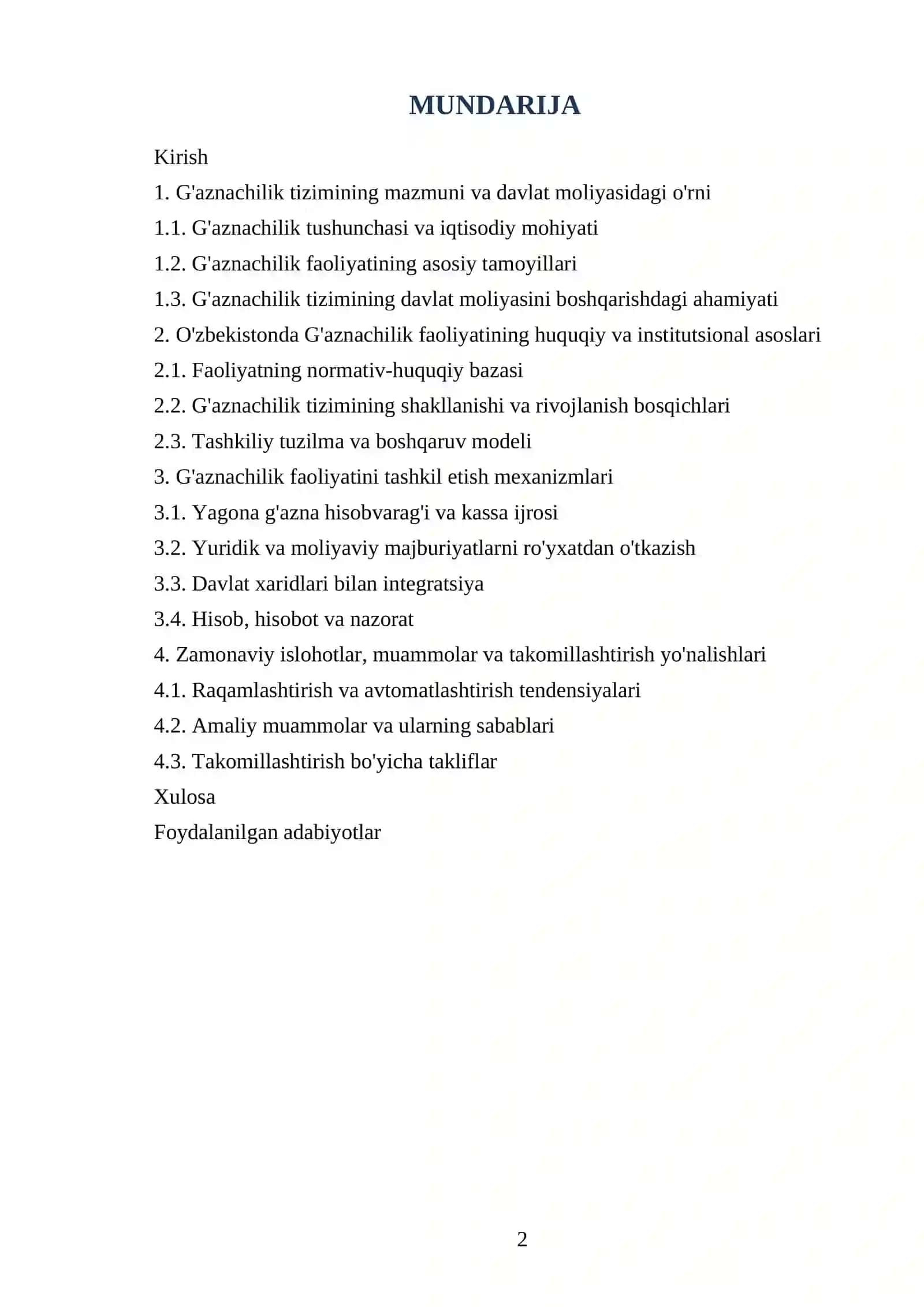 G'AZNACHILIK XIZMATI QO'MITASI FAOLIYATINI TASHKIL ETISH 2