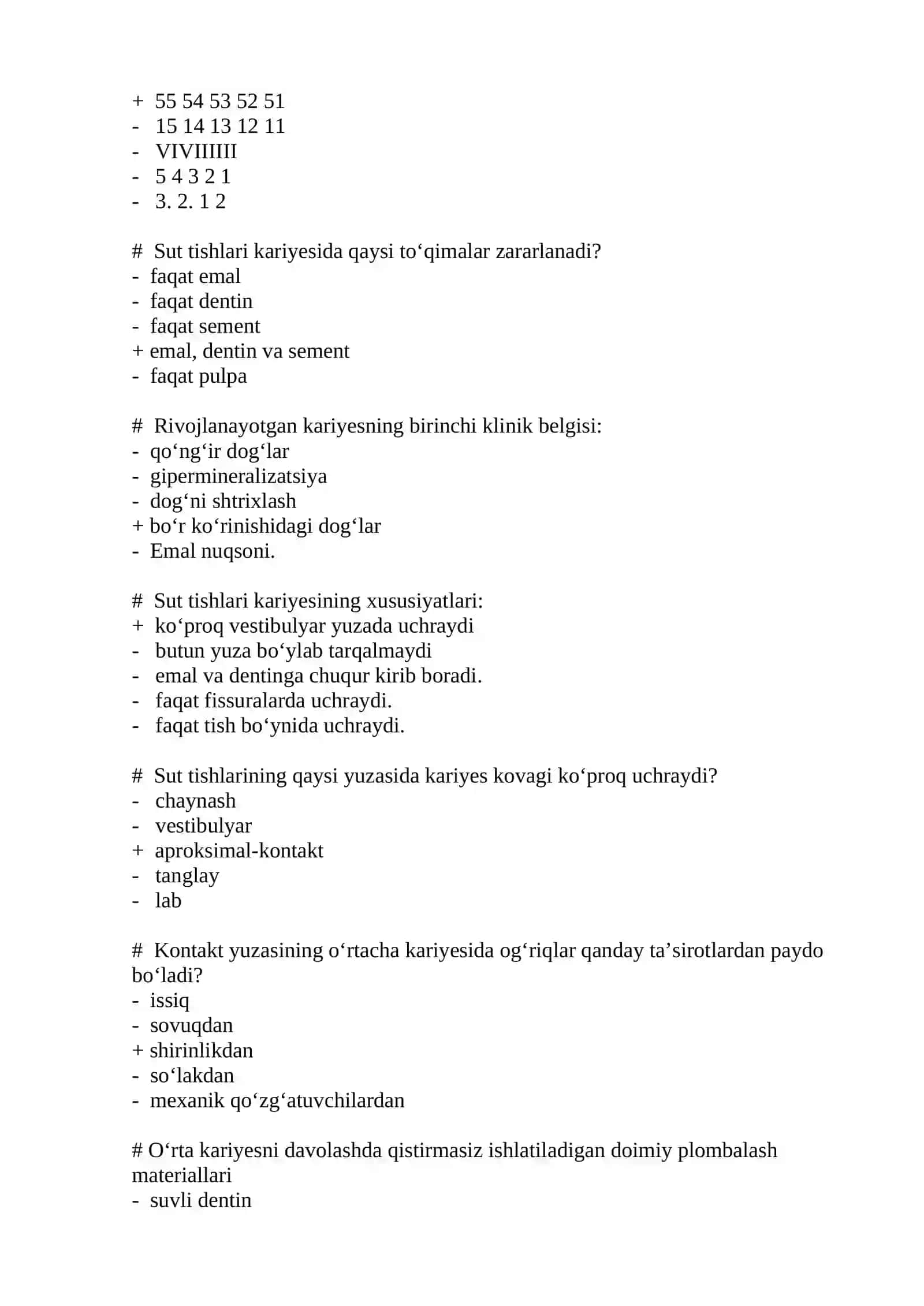Kares haqida bilimni sinash uchun testlar 2
