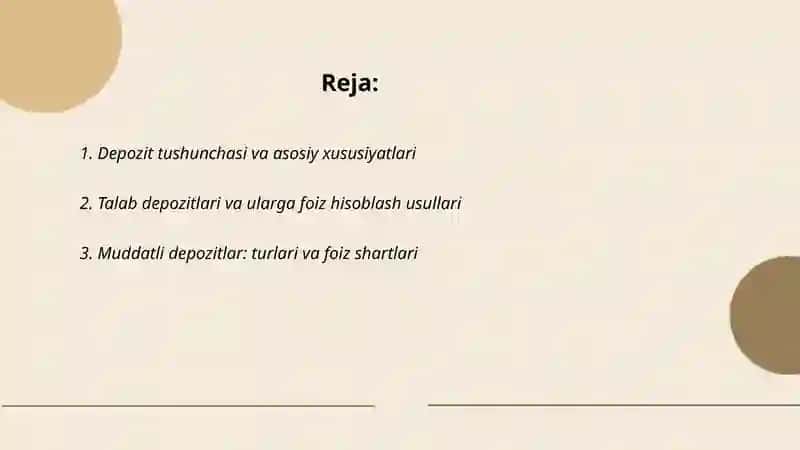 Depozit turlari va ular boyicha foizlarni hisoblash 2