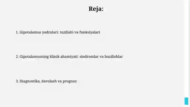 Gipotalamus ozaklari va ularning klinik ahamiyati 2