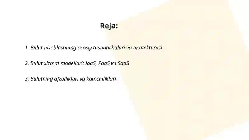 Bulut (Could) texnologiyalari haqida 2