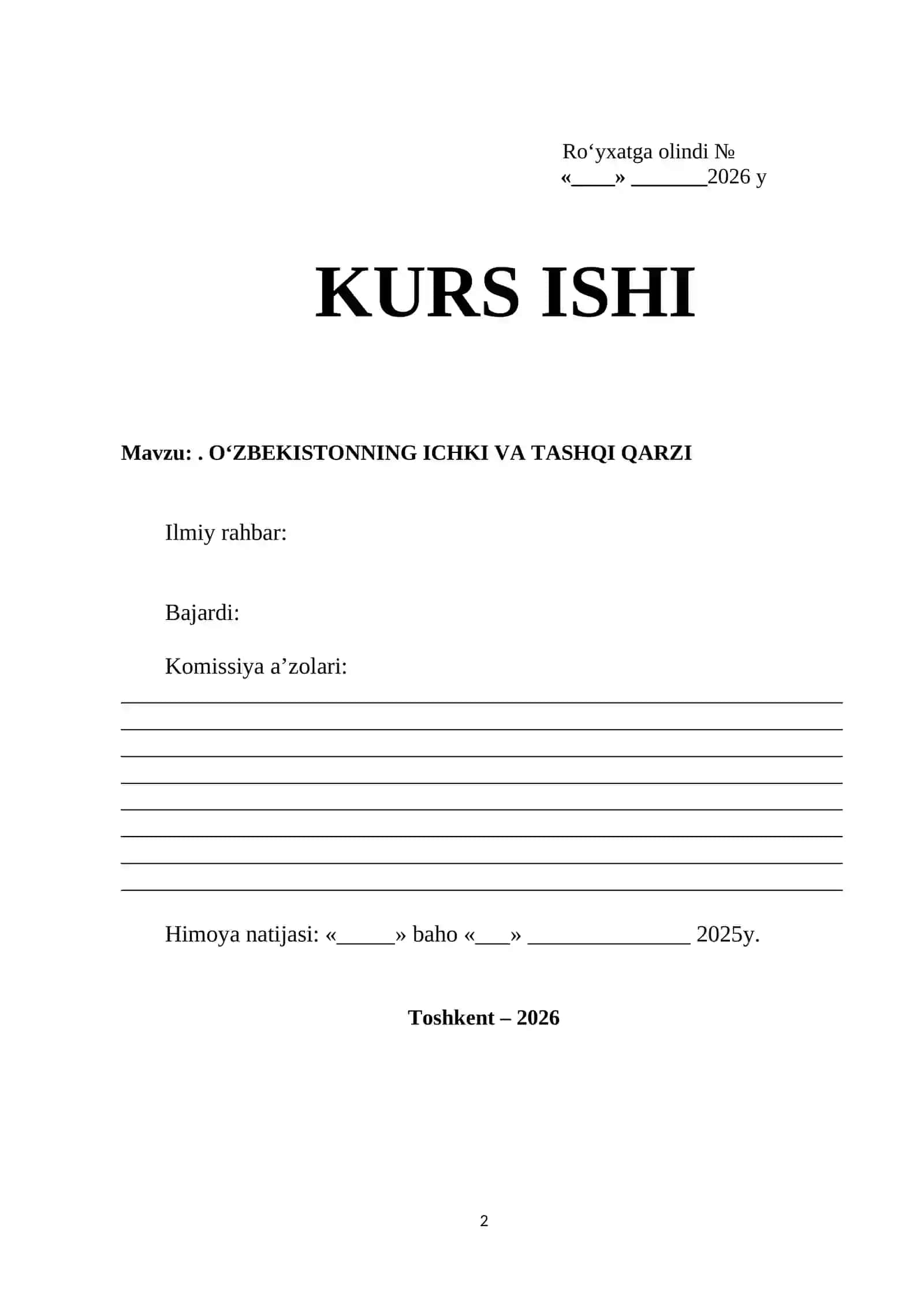 DAVLAT QARZI KURS ISHI 2