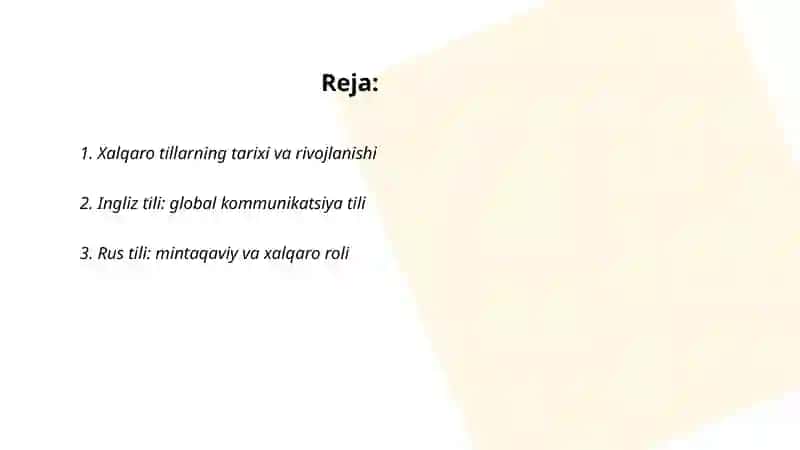 Xalqaro va suniy tillar 2
