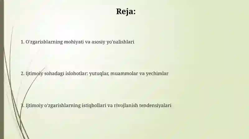 Ijtimoiy islohotlar mohiyati 2