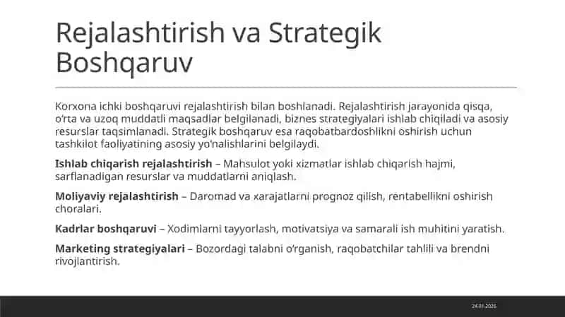 Korxona ichki faoliyatini boshqarish 2