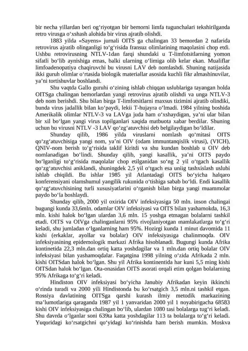 Orttirilgan immun tanqisligi sindromi (OITS) 2