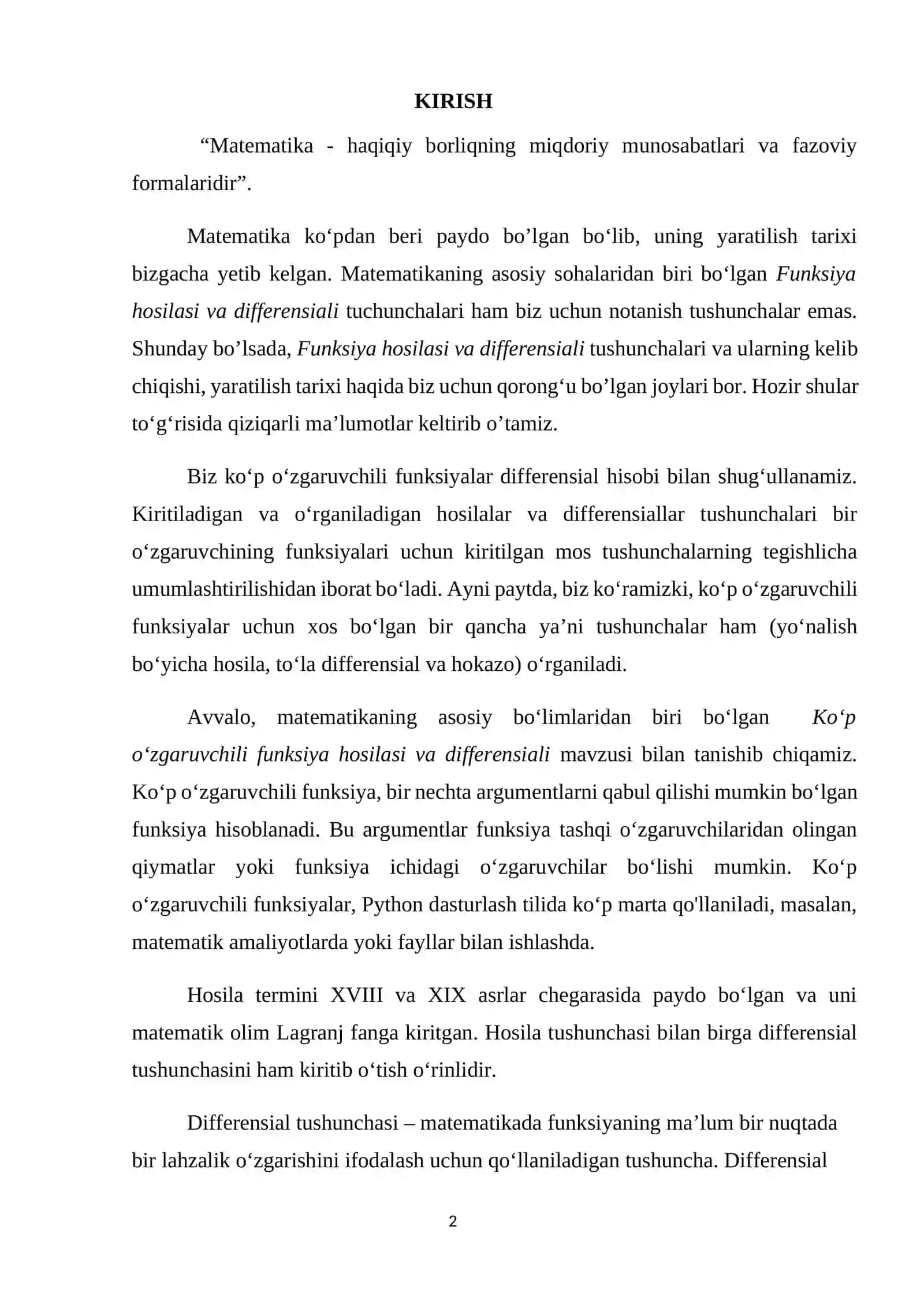 Ko‘p o‘zgaruvchili funksiyaning differensiali 2