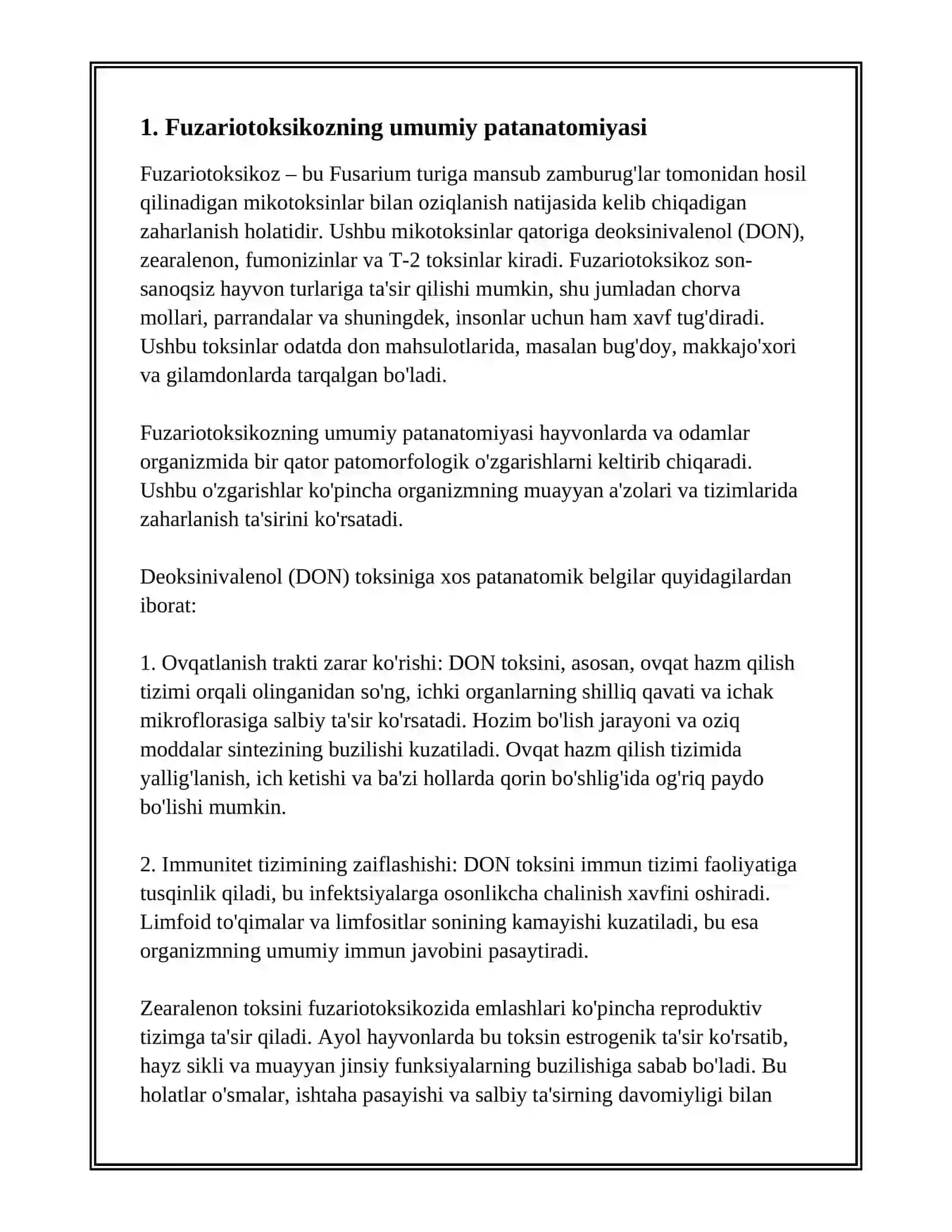 FUZARIOTOKSIKOZNING PATANATOMIYASI 2