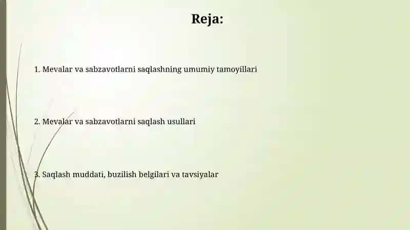 Meva-sabzavot mahsulotlarini saqlash usullari 2