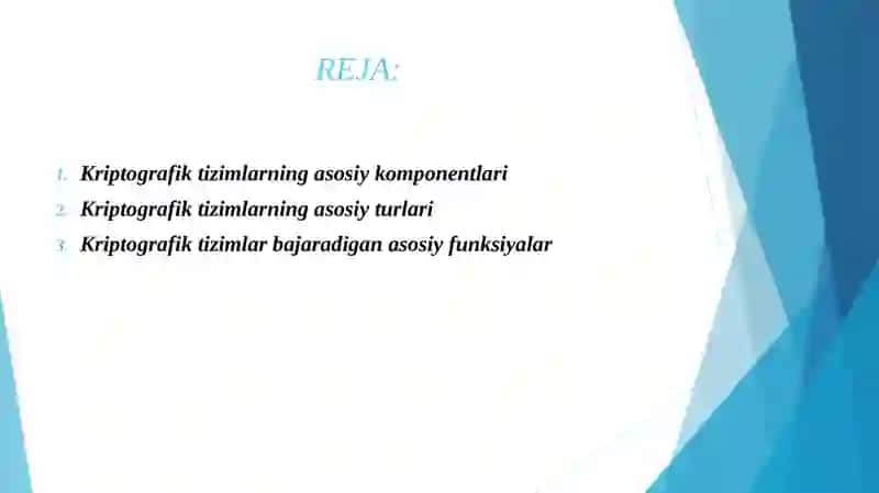 Kriptografik tizimlarning tavsifi. 2
