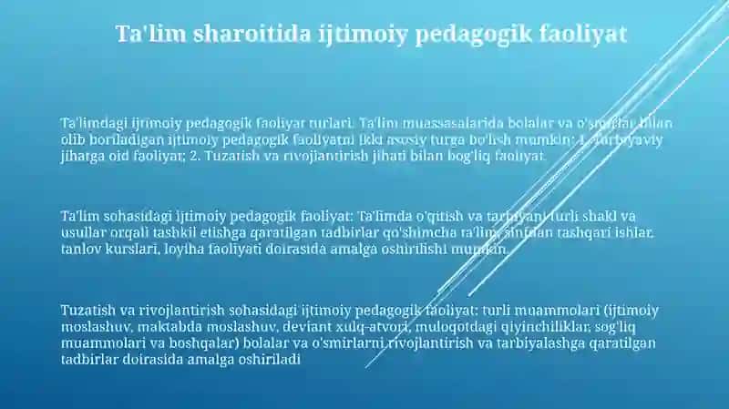 Ijtimoiy Pedagogik Faoliyat Turlari 2