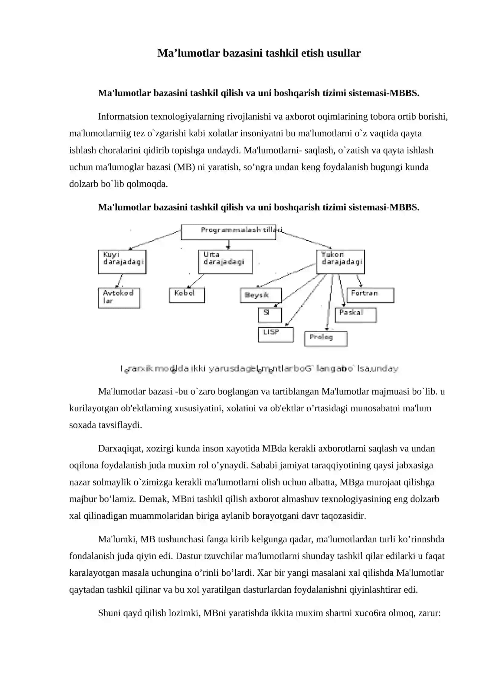 Ma'lumotlar bazasini tashkil etish usullar 2