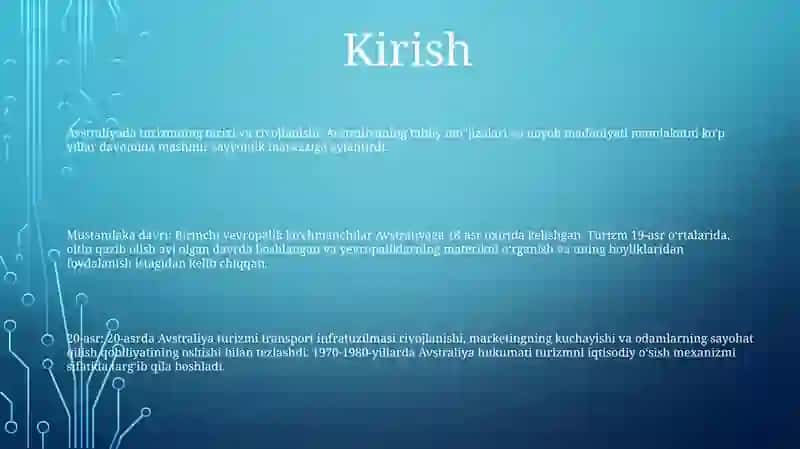 Avstraliyada Turizmning Rivojlanishi 2