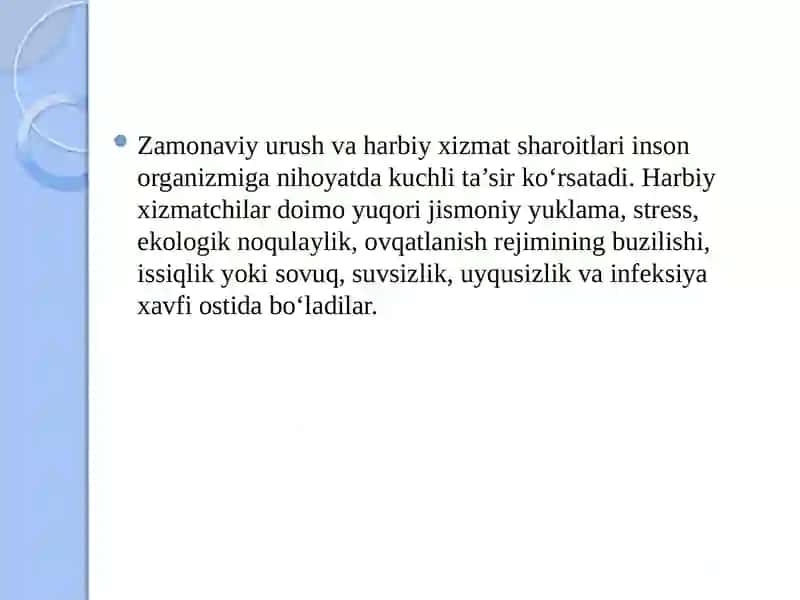 Zamonaviy harbiy terapevtik kasalliklar 2