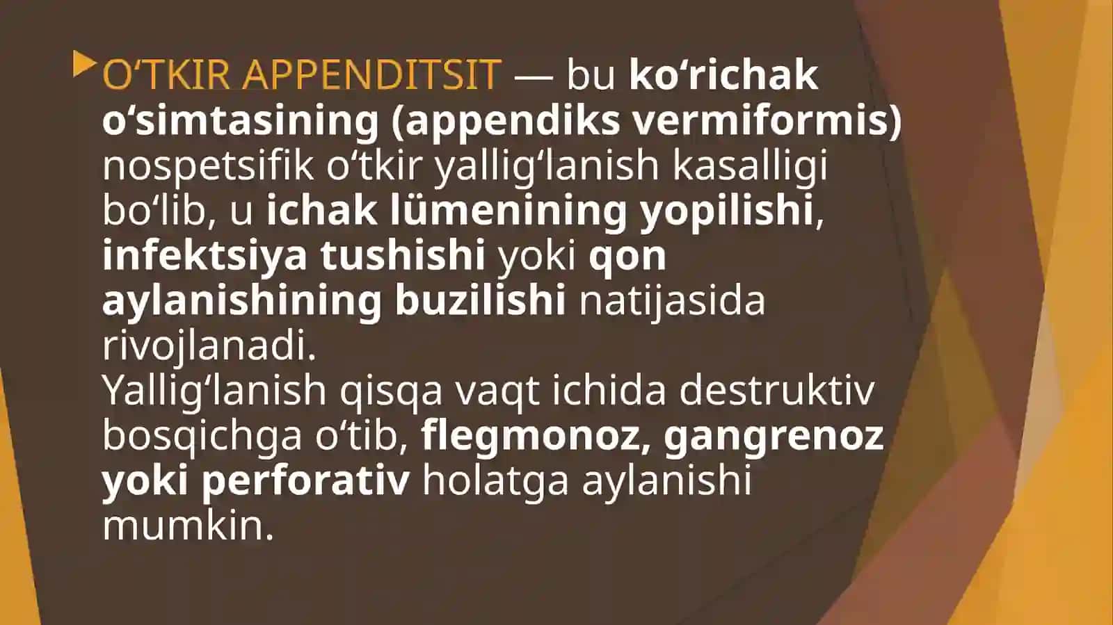 O’TKIR APPENDITSITNING ATIPIK TURLARI 2