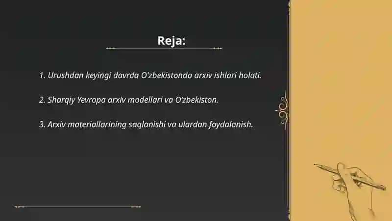 Urushdan keyingi davrda O'zbekistonda arxiv ishi 2
