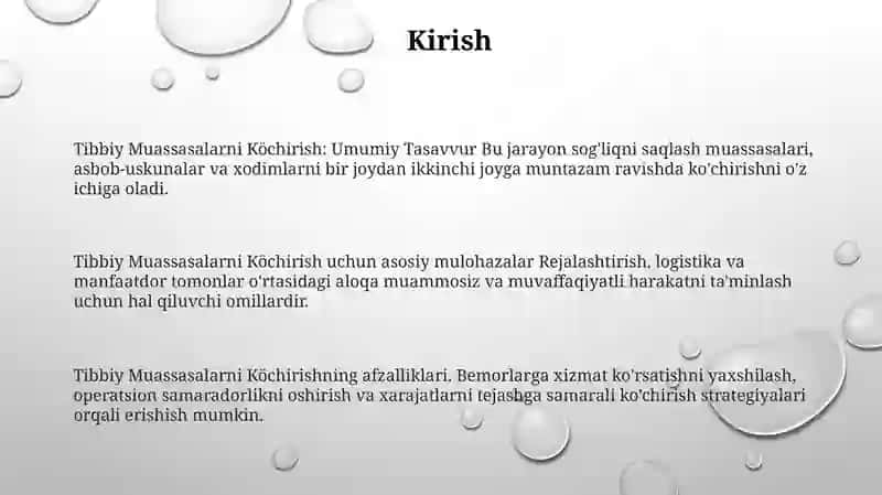 Tibbiy Muassasalarni Kõchirish 2
