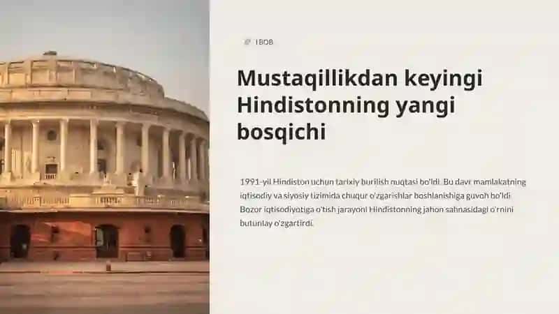 Hindiston Respublikasi: O'zgarishlar va Taraqqiyot Tarixi 2