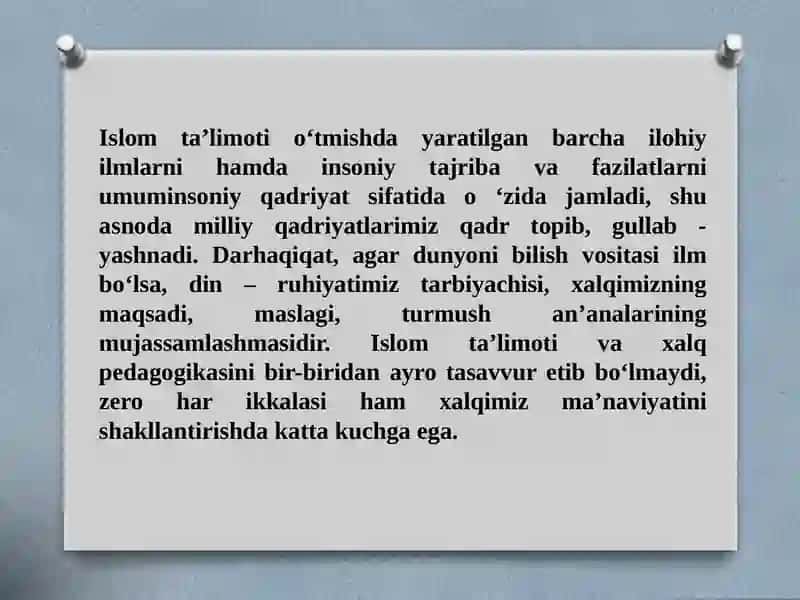 Xalq pedagogikasi didiniy ta’limotlar 2