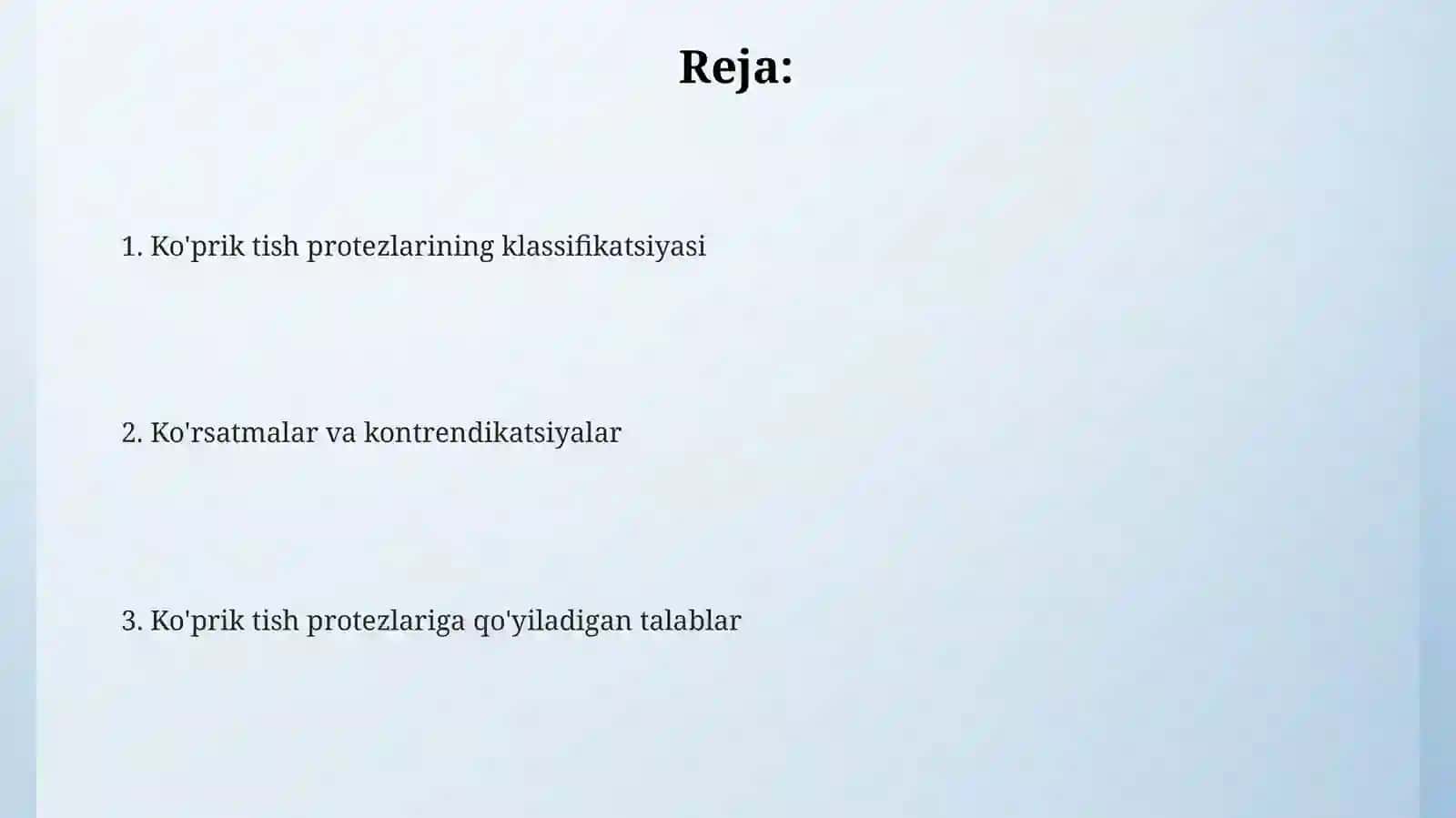 Ko'priksimon protezlar tasnifi 2