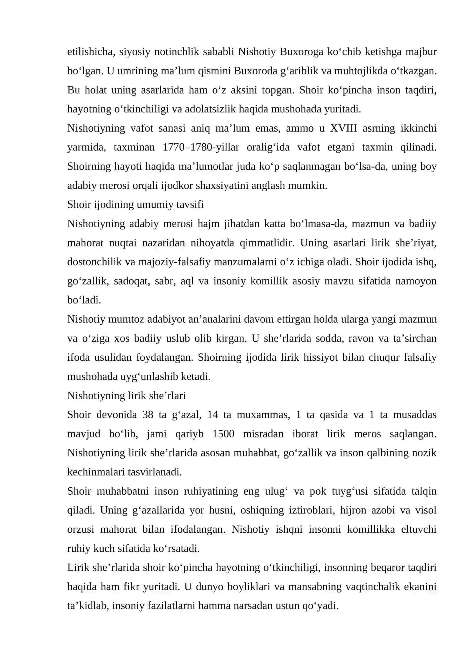 Nishotiy hayoti va ijodi 2