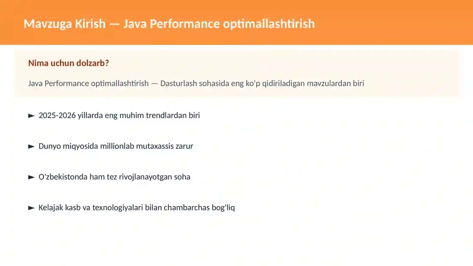 Java Performance optimallashtirish 2
