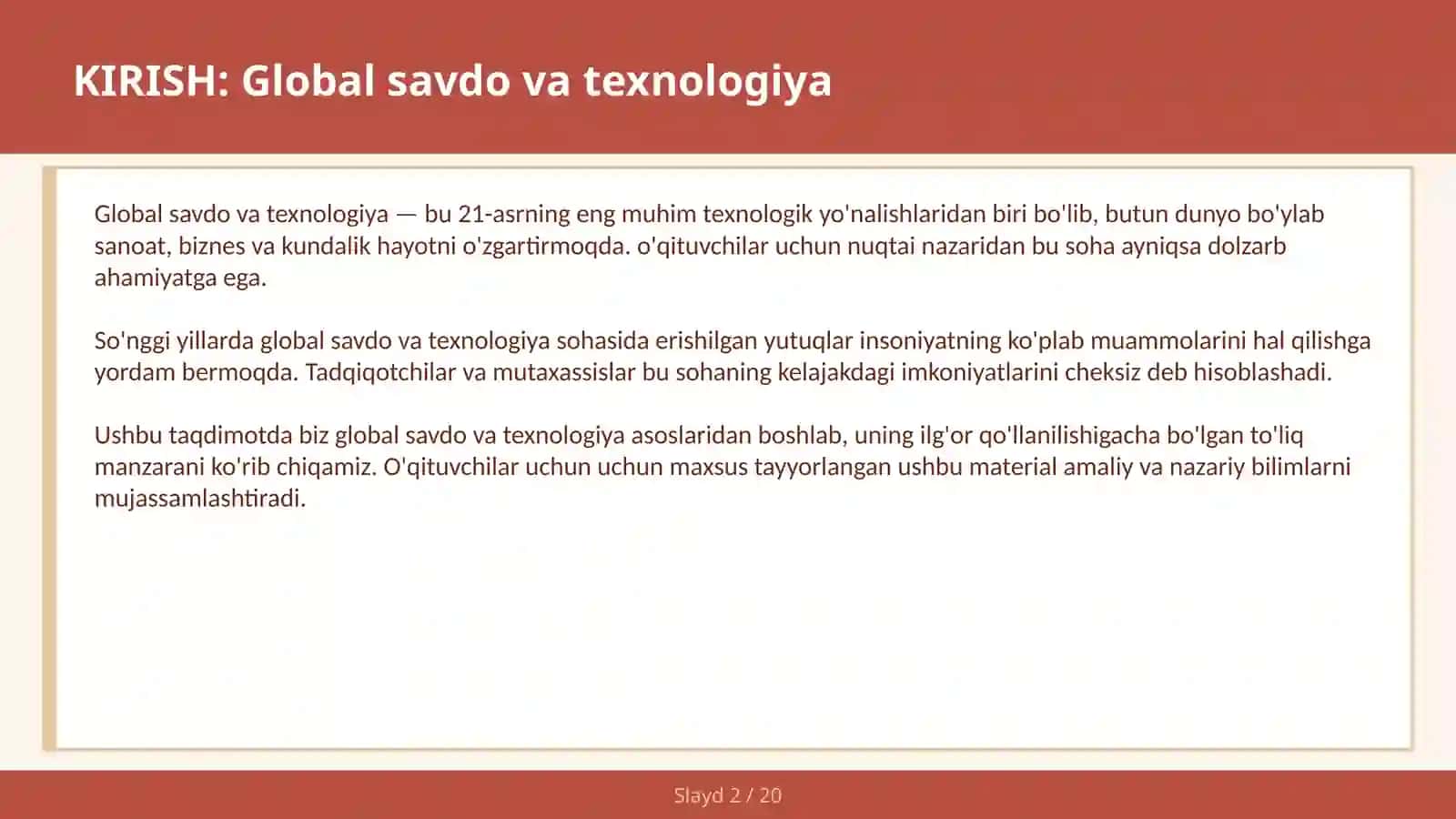 Global savdo va texnologiya 2