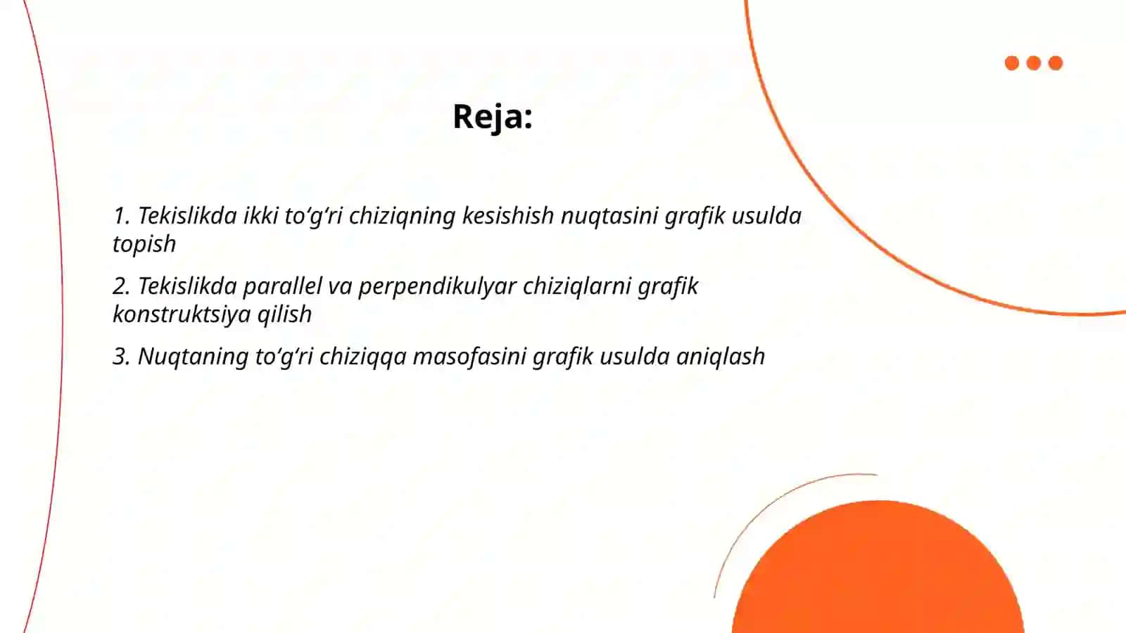 Tekislikka oid grafik masala yechish 2