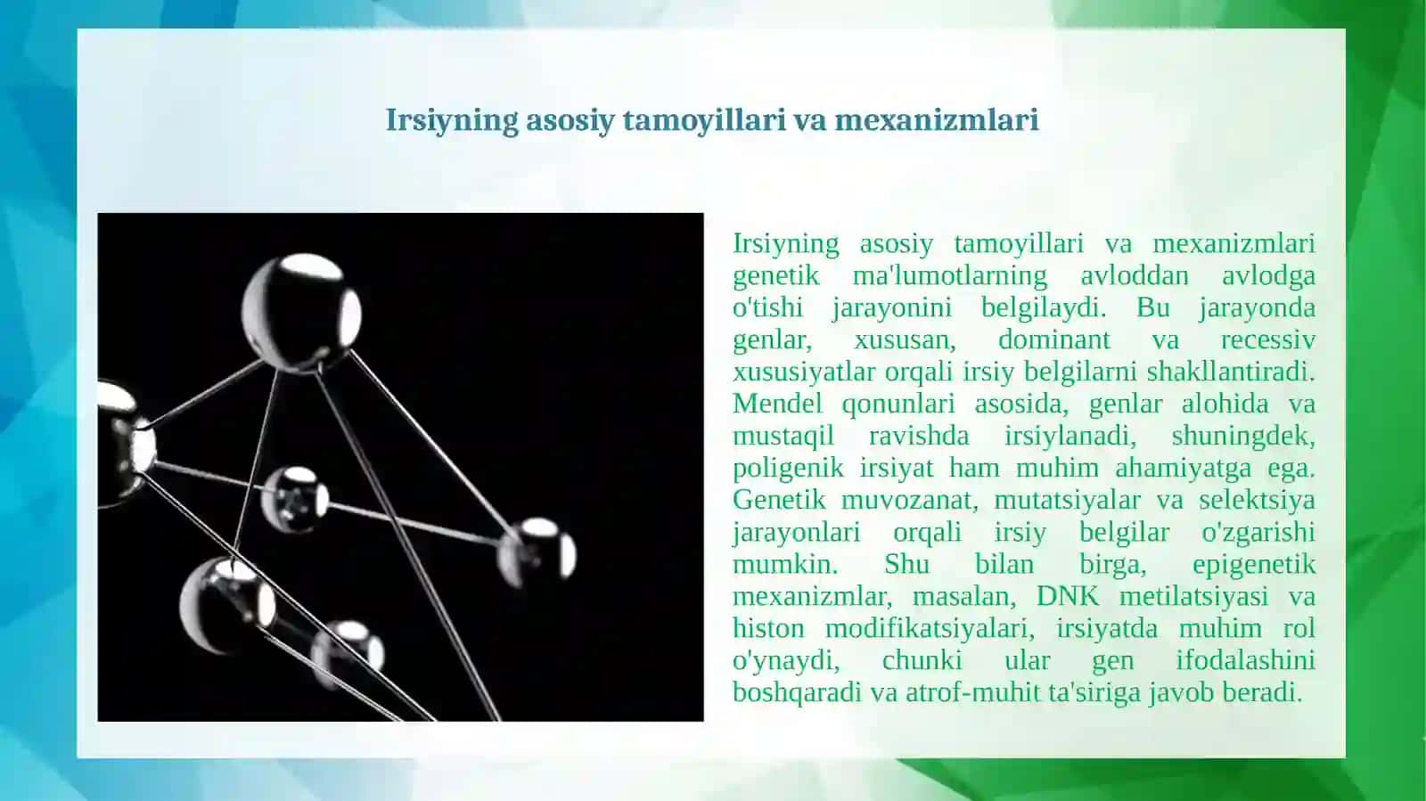 Irsiyning birikkan holda irsiylanishi 2