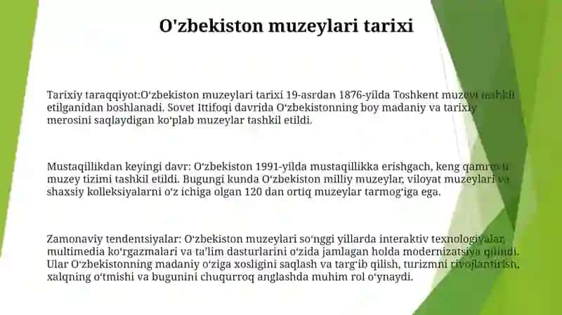 O‘zbekistonda Muzeylar Faoliyati 2