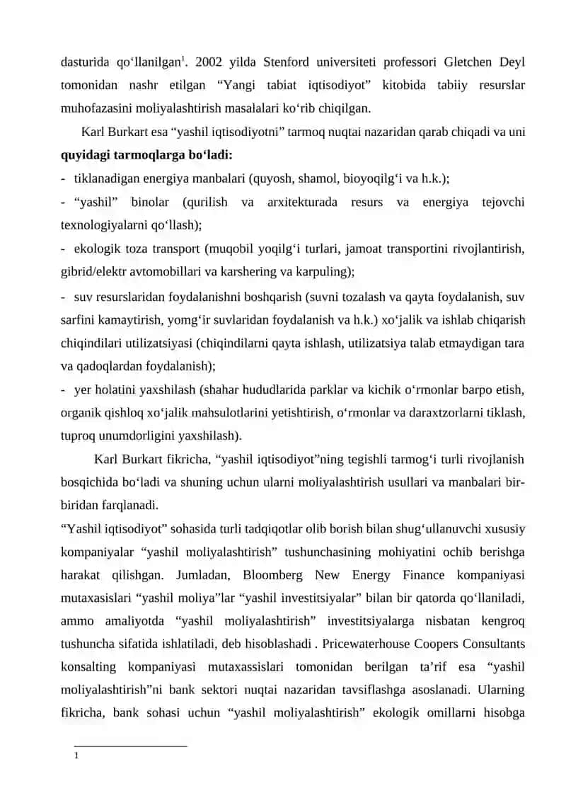 “YASHIL IQTISODIYOT”GA O‘TISH JARAYONINI MOLIYALASHTIRISH. 2