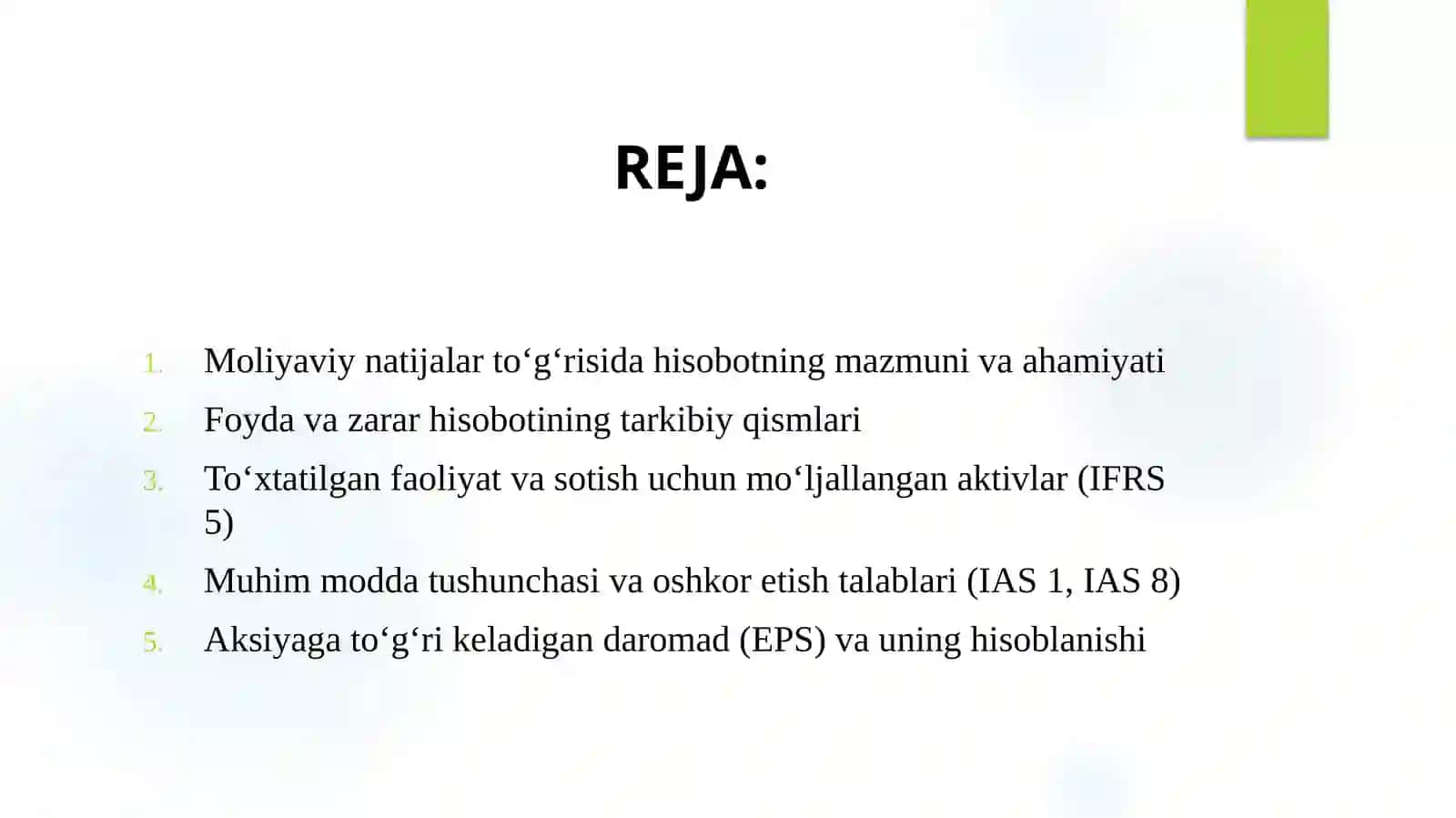 Moliyaviy natijalar to‘g‘risida hisobot berish 2