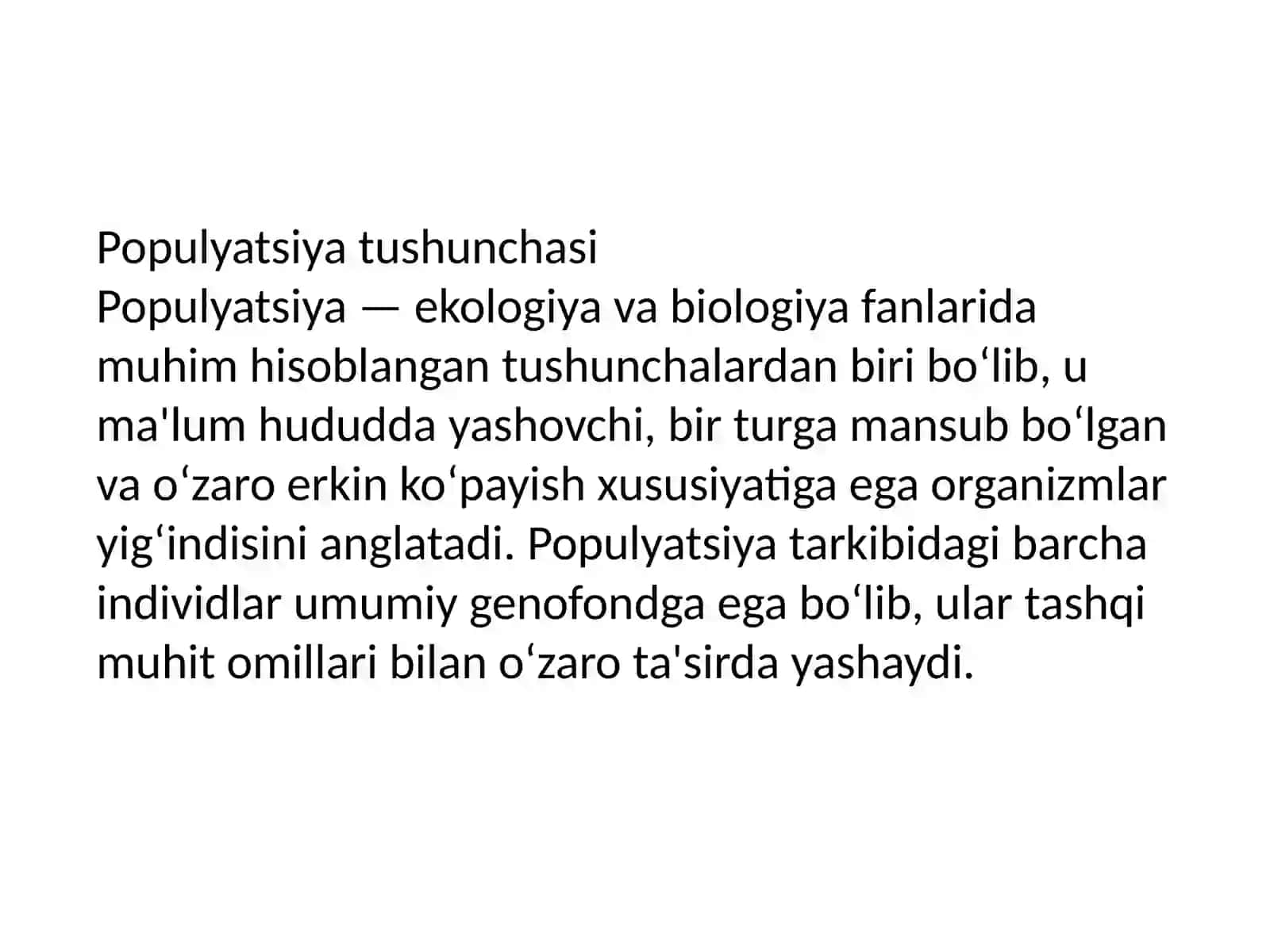 Populyatsiya tushunchasi 2