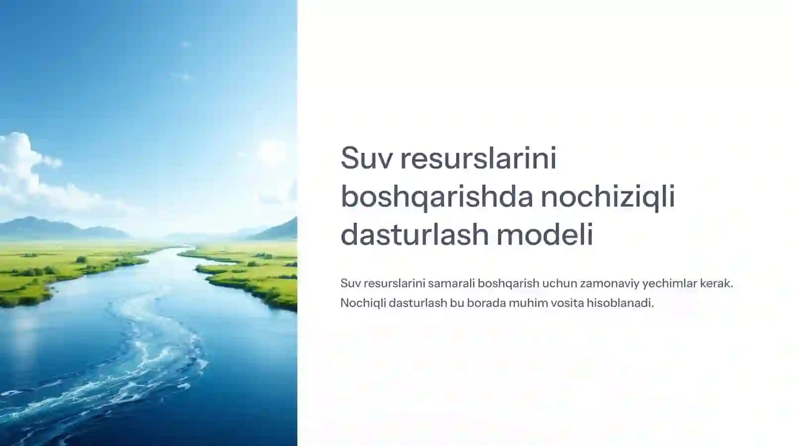 Suv resurslarini boshqarishda nochiziqli dasturlash modeli 2