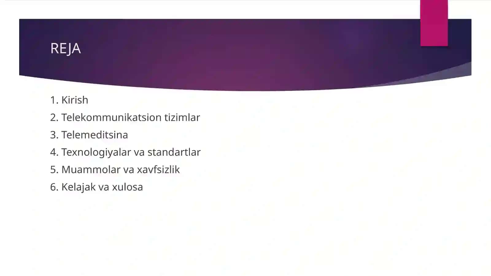 Telekommunikatsion tizimlar.Telemeditsina 2