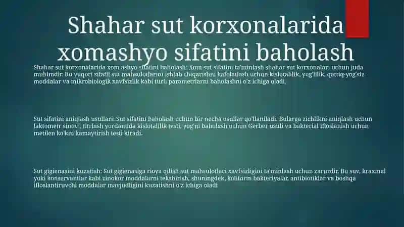 Xom sutning sifatini aniqlash 2