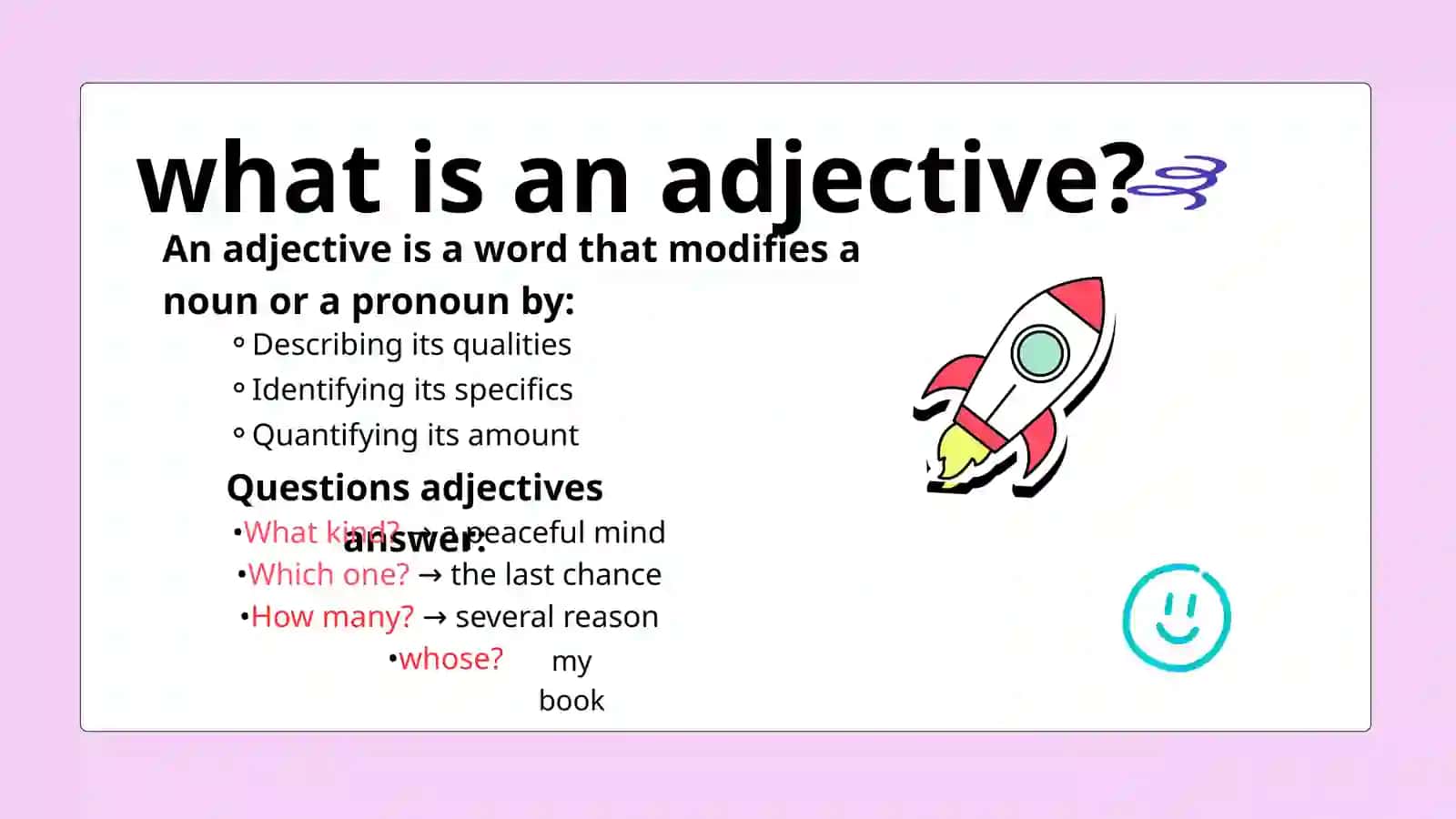 Parts of speech:adjectives 2