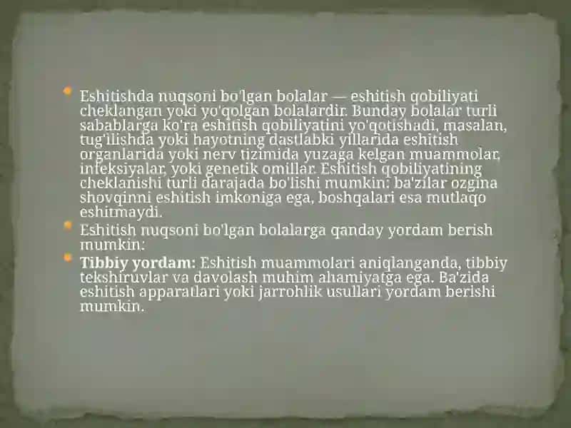 Eshitishda Nuqsoni Bo'lgan Bolalar 2