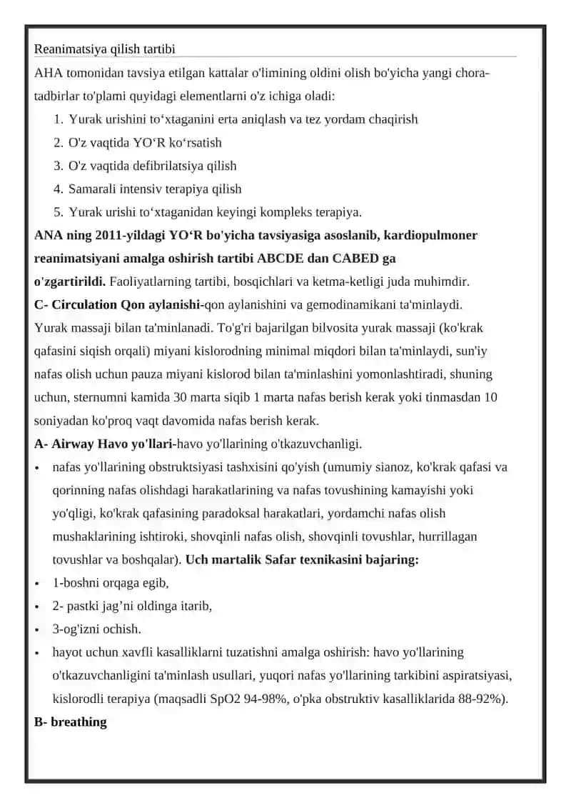 Yurak-o'pka reanimatsiyasi 2