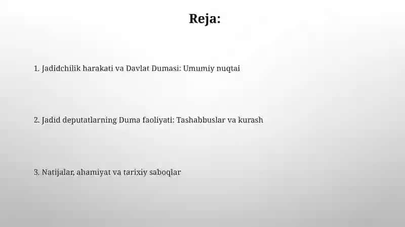 Jadidlarning Rassiya ish Dumasidagi faolligi 2