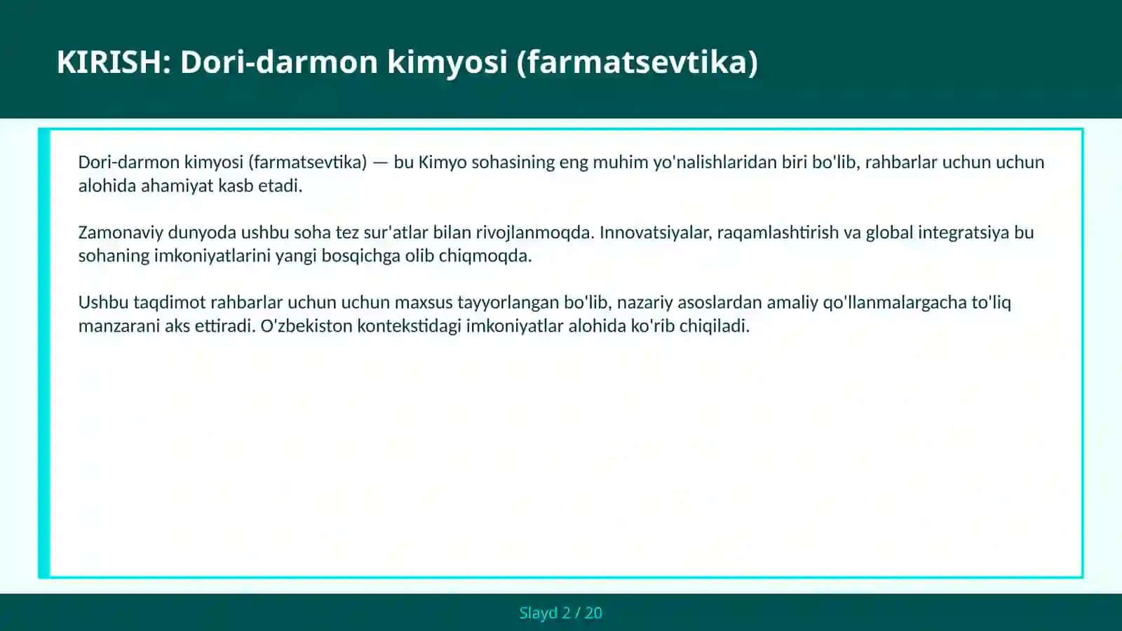 DORI-DARMON KIMYOSI (FARMATSEVTIKA) 2