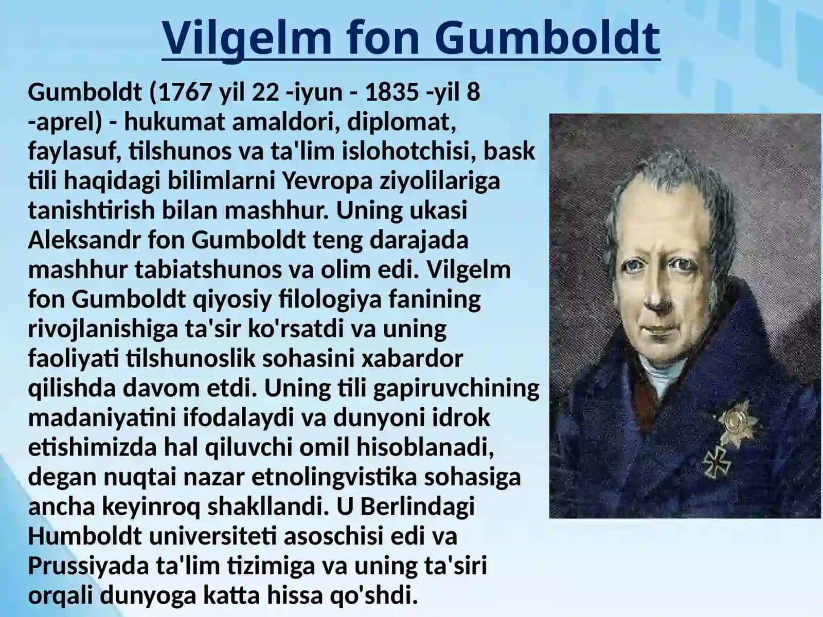 Vilgelm fon Gumboldt va umumiy tilshunoslik 2
