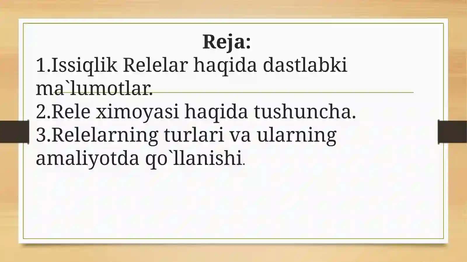 Issiqlik relelarining oʻrganish 2