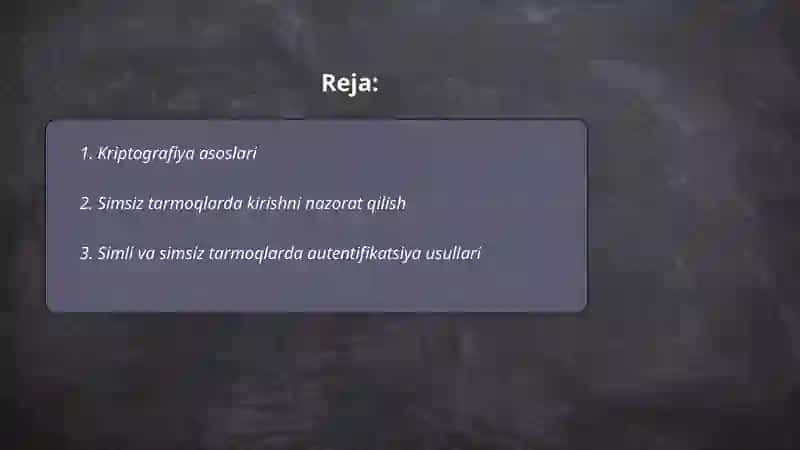 Simsiz aloqa tizimlarida axborot xavfsizligi 2