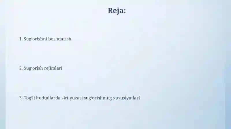 Sug'orish rejimlari 2