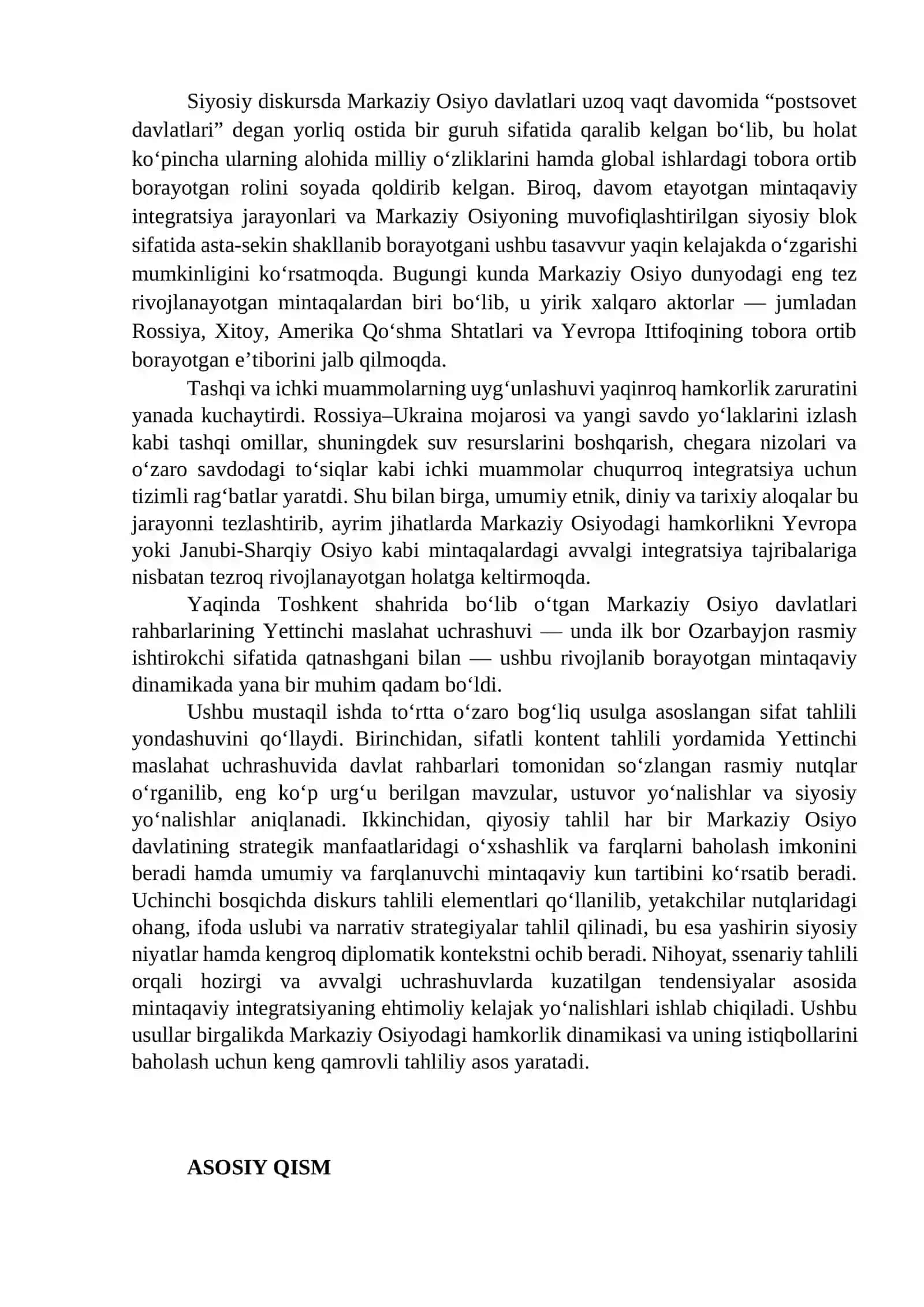 MARKAZIY OSIYO HAMKORLIGI 2